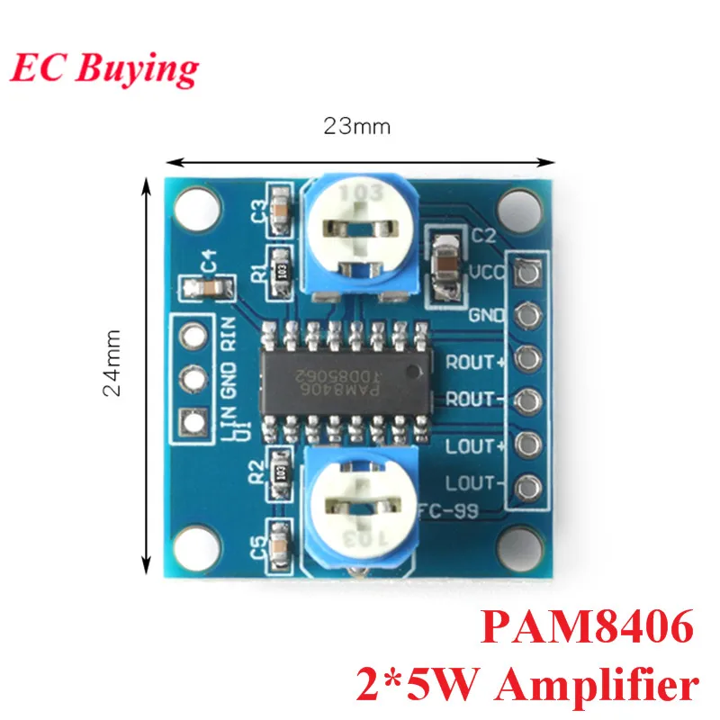 PAM8406 Digital Amplifier Board Module 2*5W With Volume Potentiometer 5V 2x5W Class D Power Amplifier Stereo M70
PAM8406 Digital Amplifier Board Module 2*5W With Volume Potentiometer 5V 2x5W Class D Power Amplifier Stereo M70