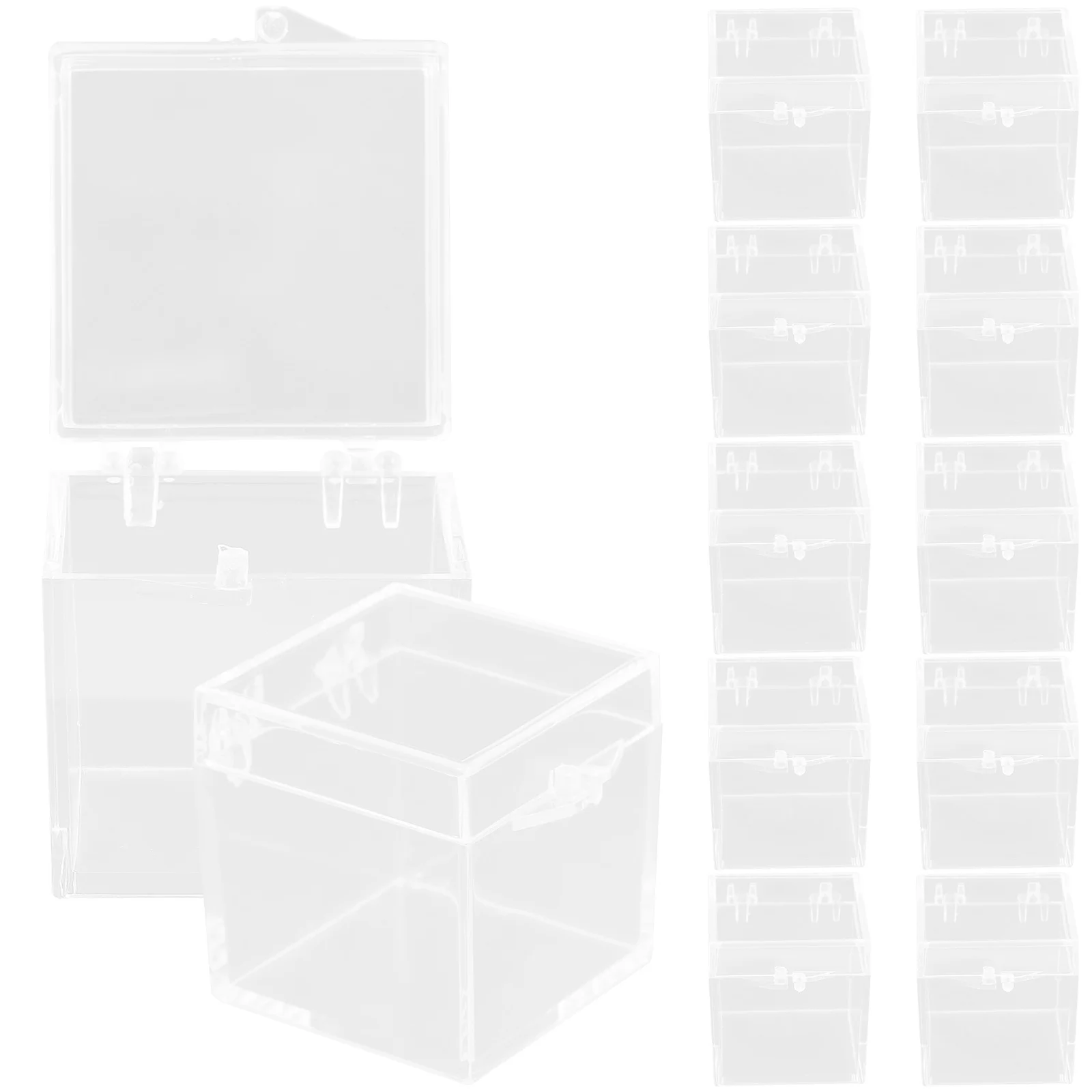 

12 Pcs Mineral Standard Box Jwelery Organizers Transparent Desktop Specimen Box Square Showcase Storage Plastic Specimen Boxes