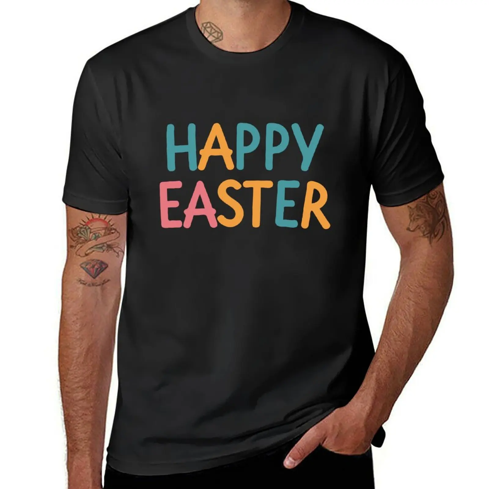 

Colorful Text Happy Easter T-Shirt vintage anime mens t shirts pack