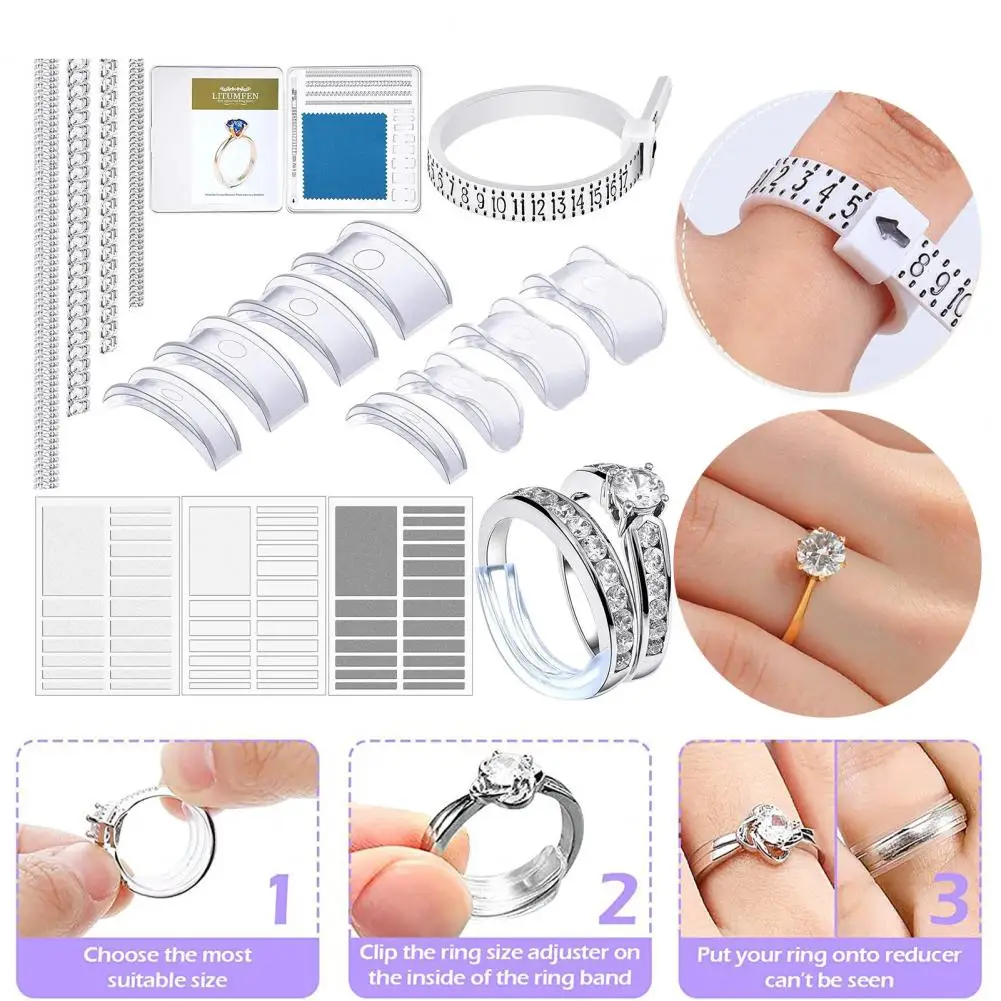 Non-slip Ring Adjuster Ring Size Adjusters Set with Polish Cloth 17 Pcs Reducer Spacer Resizer Silicone Spirals for Loose Rings
Non-slip Ring Adjuster Ring Size Adjusters Set with Polish Cloth 17 Pcs Reducer Spacer Resizer Silicone Spirals for Loose Rings