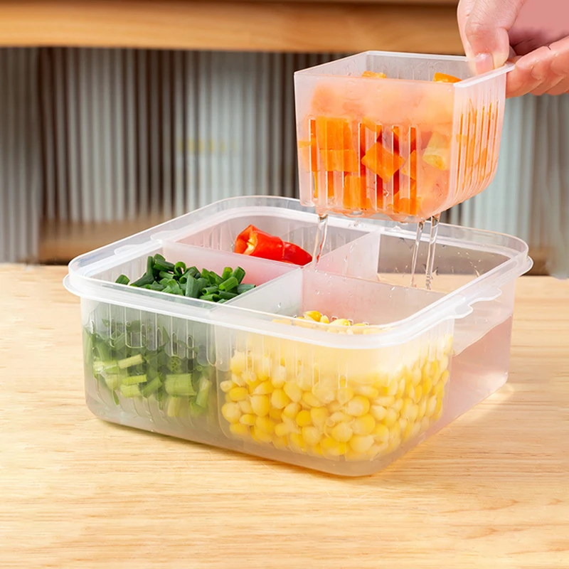 Refrigerator Storage Box 4 Grids Food Fruit Storage Box Portable Compartment Fridge Organizer Drain Basket Meat Onion Crisper
Refrigerator Storage Box 4 Grids Food Fruit Storage Box Portable Compartment Fridge Organizer Drain Basket Meat Onion Crisper