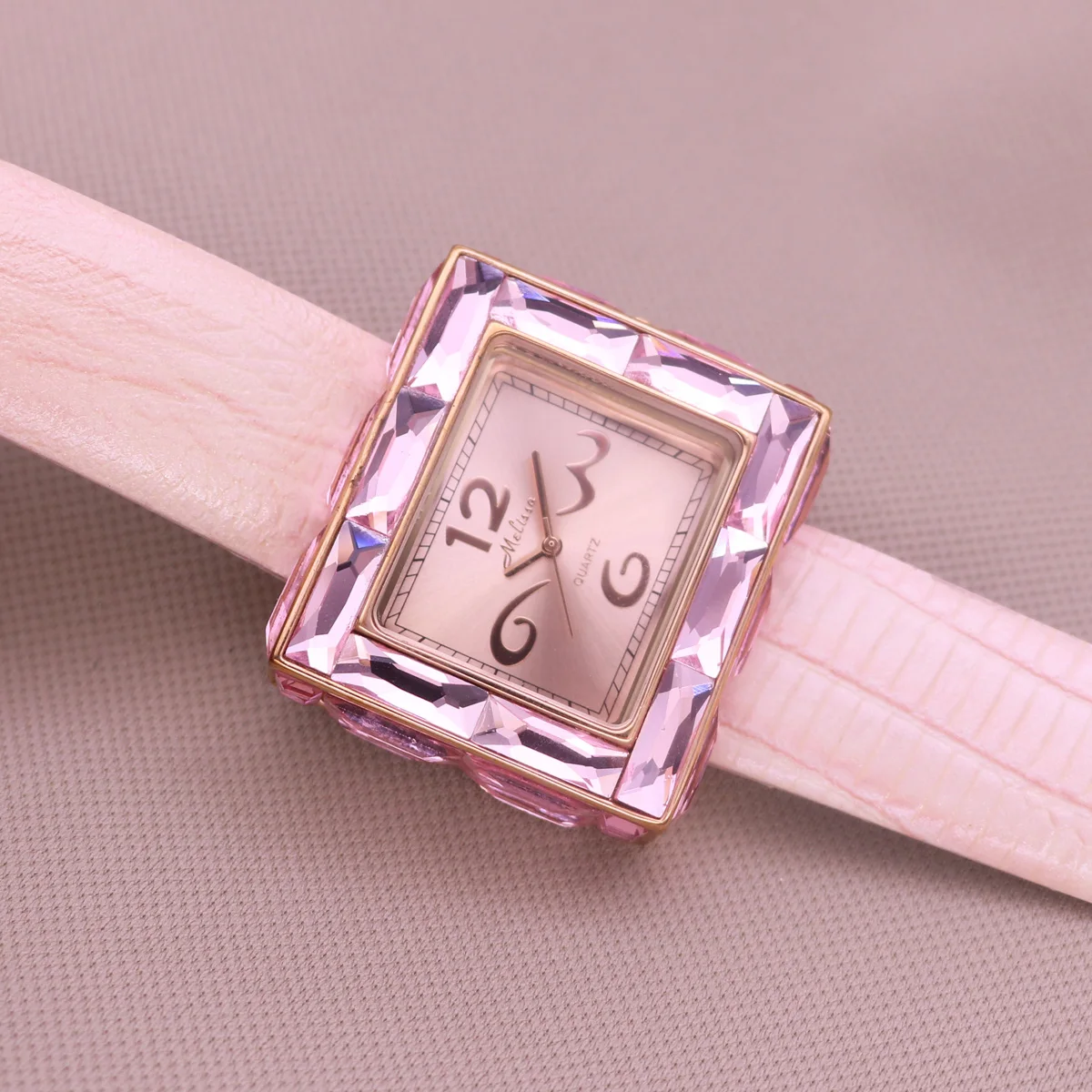 

Crystal Luxury Melissa Lady Women' Watch Japan Quartz Hours Fine Fashion Dress Clock Bracelet Leather Rhinestones Girl Gift
