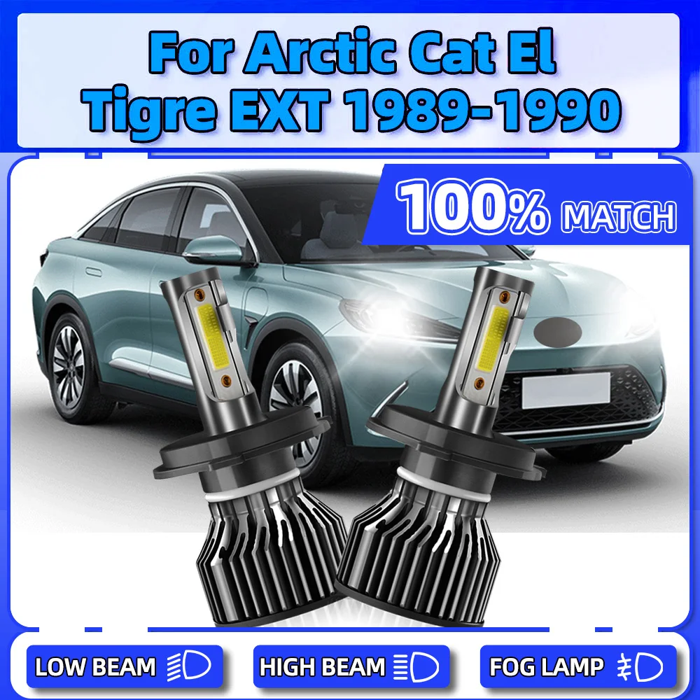 

2Pcs H4 CSP Chips LED Headlight Bulbs 20000LM Turbo Auto Headlamps 12V 6000K Car Lamps For Arctic Cat El Tigre EXT 1989 1990