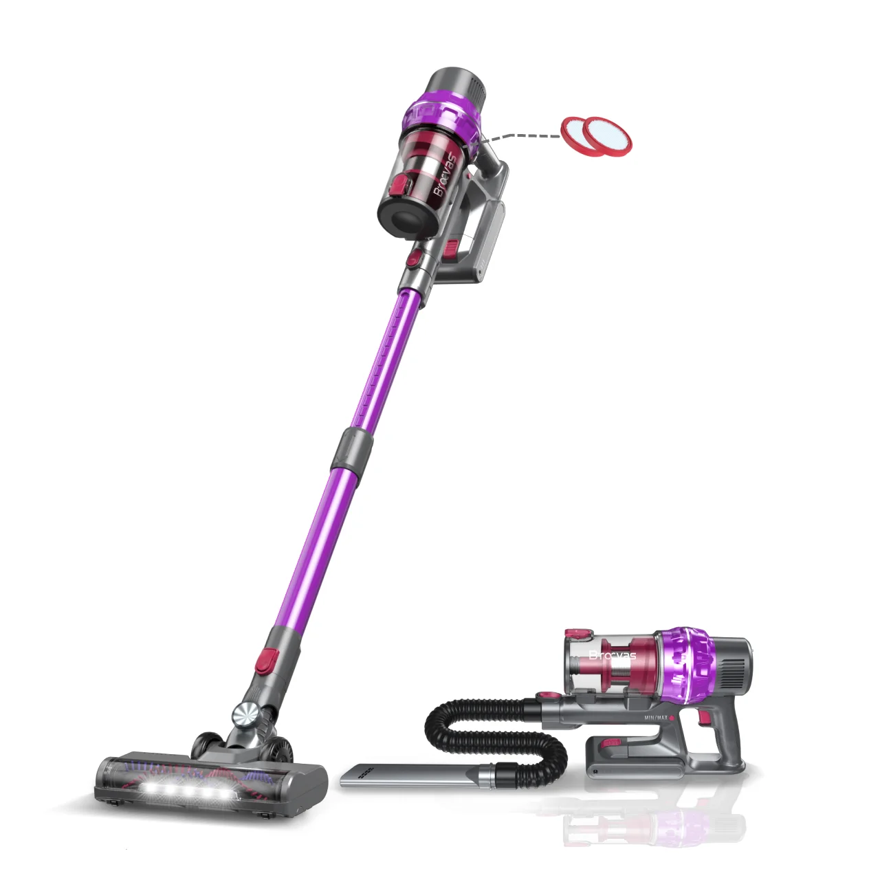 

3 In 1 Stick Hand Held Foldable LED Headlights Vacuum Detachable Battery Vacuum Cleaner Dual Motor Hoover Supplier