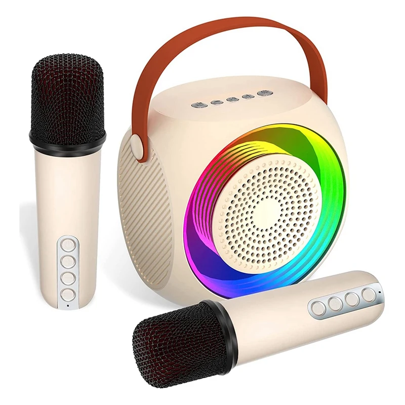 

Мини-караоке-машина, портативный Bluetooth-динамик, беспроводной микрофон для детей и взрослых со светодиодной подсветкой