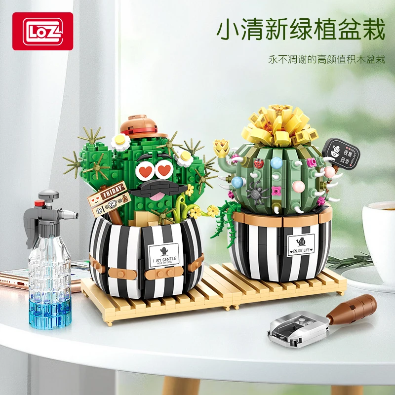 

LOZ Flowers DIY Decoration Blocks Home Decoration Building Blocks Assembly Toy Cactus Flowers Potted Plants Christmas Gift 1245