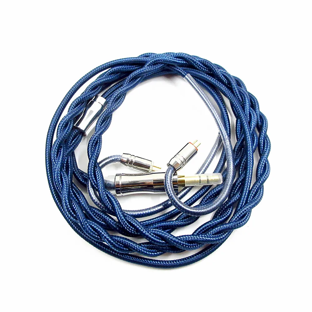 

FENGRU 2 Strand twisted blue copper silver-plated nylon braided coaxial shield Earphone upgrade cable TFZ MMCX 2Pin 0.78mm QDC