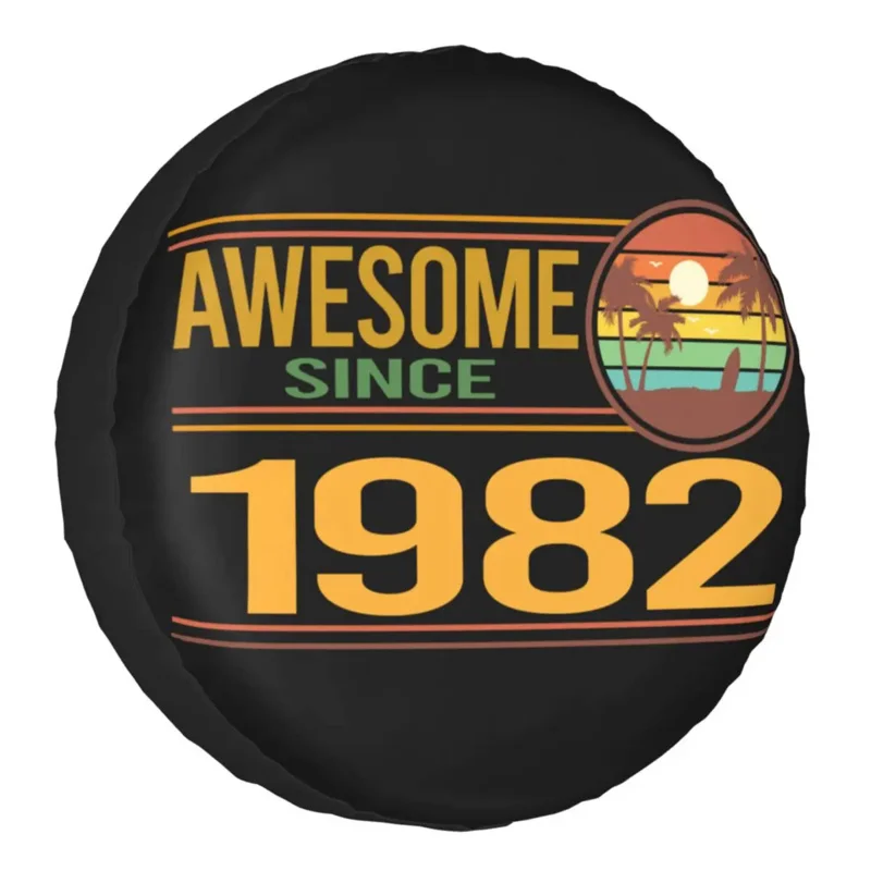 

Sunset Awesome Since 1982 Birthday Spare Tire Cover for Jeep 40th Years Old SUV Trailer Car Wheel Protector 14" 15" 16" 17" Inch