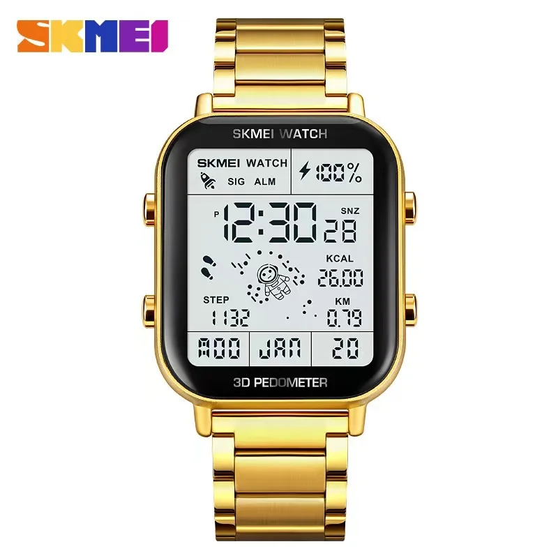 

SKMEI Men Stopwatch Countdown Wristwatch Calendar Clock reloj hombre Sport Pedometer Calorie Calculation Digital Watches