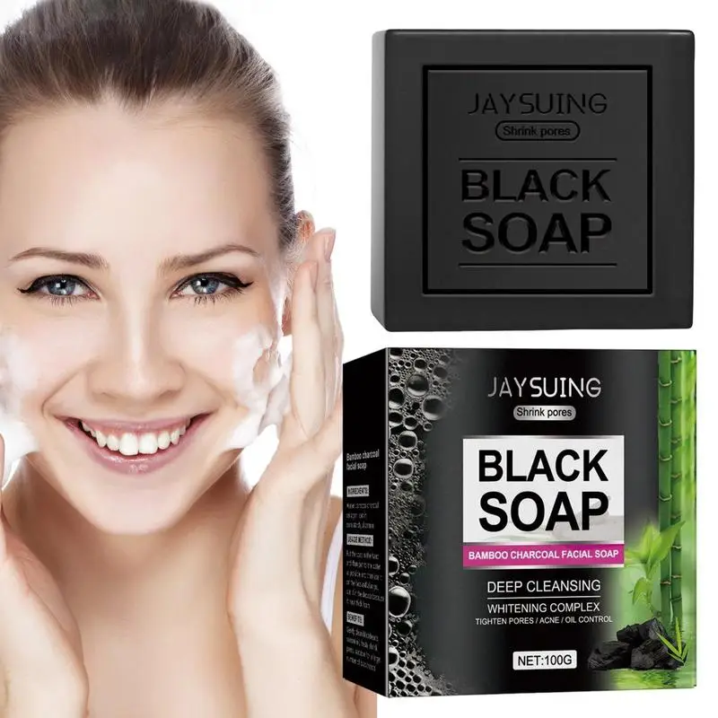 

Charcoal Soap Bar Bamboo Charcoal Skin soap Wash With Peppermint Oil Face Body Bar Oily Blemish-Prone Skin Facial Cleanser