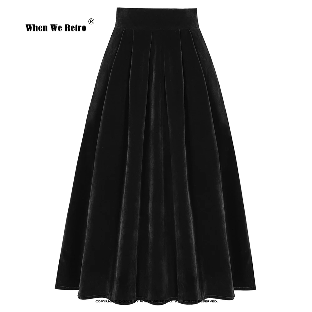 Женская Вельветовая юбка с завышенной талией, синяя, коричневая, черная длинная юбка в винтажном стиле на осень и зиму, SS0032