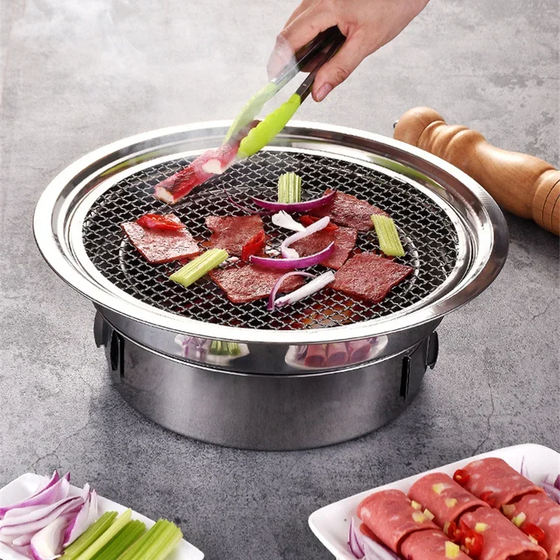 

Stainless Steel Charcoal Barbecue Grill Korean Non-stick Barbecue Grills Portable Outdoor bbq grill Round Carbon Barbecue Stove
