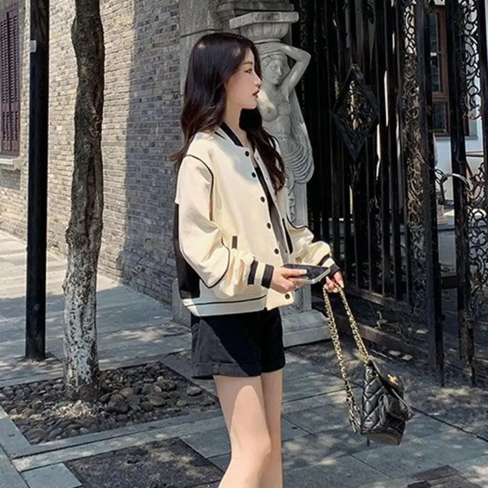 Women Jacket Women Coat Stylish Women's Color Matching Baseball Coats with Stand Collar Pockets Elastic Cuffs for Hip Hop
Women Jacket Women Coat Stylish Women's Color Matching Baseball Coats with Stand Collar Pockets Elastic Cuffs for Hip Hop