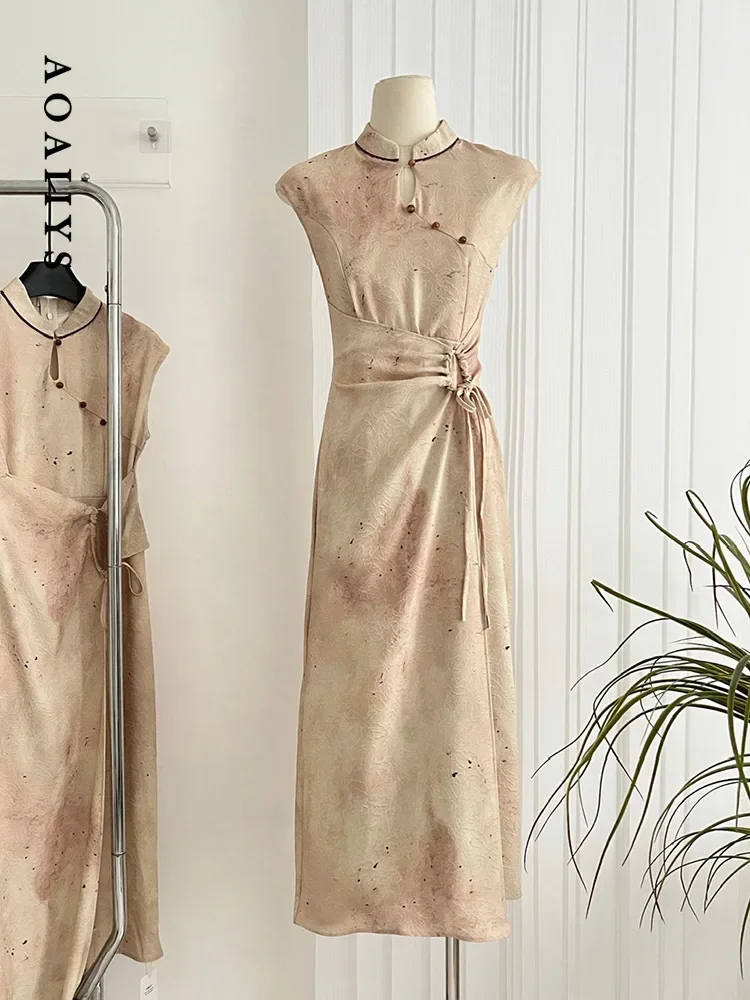 Aoaiiys Jacquard Dresses for Women Sleeveless Lace Up Chinese Dresses Summer New Fashion O-neck High Waist Elegant Slim Dresses
Aoaiiys Jacquard Dresses for Women Sleeveless Lace Up Chinese Dresses Summer New Fashion O-neck High Waist Elegant Slim Dresses