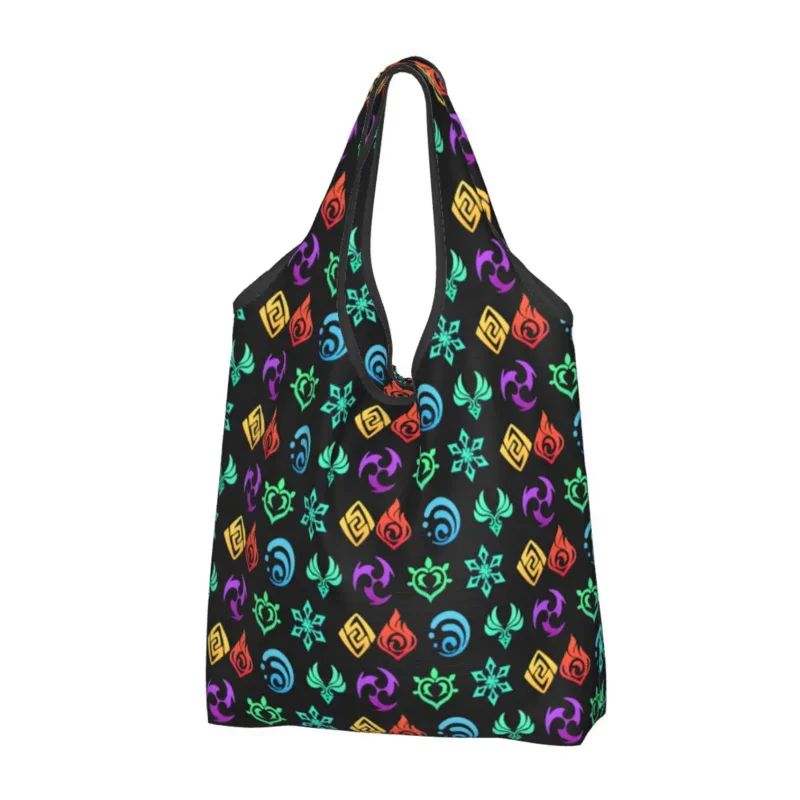 

Genshin Impact Elements продуктовые сумки-шопперы для покупок, женские сумки с милым аниме плечевым ремнем, вместительные сумки