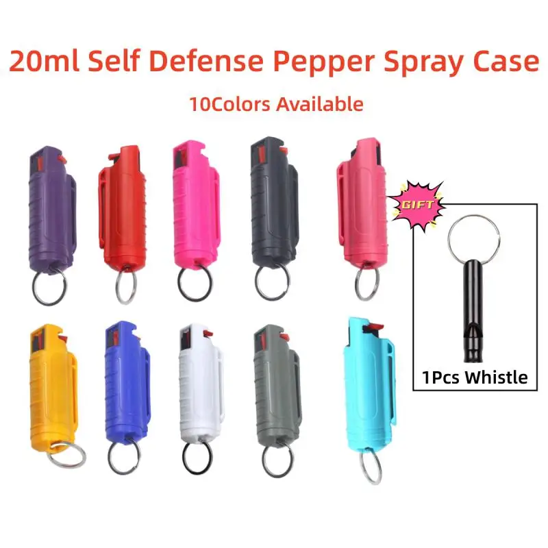 

1Pcs 20ml Women Self Defense Pepper Spray Plastic Case Emergency Box Spray Shell with Key Ring Keychain Portable Defend Tool