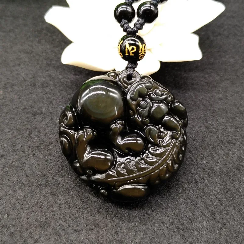 Natural Rainbow Eye Obsidian Pixiu Pendant Necklace Bead Fashion Charm Jewelry Accessories Amulet Gifts for Women Men Luxury
Natural Rainbow Eye Obsidian Pixiu Pendant Necklace Bead Fashion Charm Jewelry Accessories Amulet Gifts for Women Men Luxury