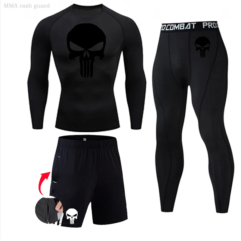 Gym Clothing Men's Running Suit 3 Piecs Tracksuit Skull MMA rashgarda Quick Dry Workout Kit Compression Sports Thermal underwear
Gym Clothing Men's Running Suit 3 Piecs Tracksuit Skull MMA rashgarda Quick Dry Workout Kit Compression Sports Thermal underwear