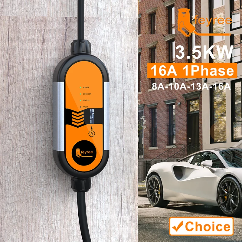 feyree Portable EV Charger Type2 3.5KW 16A EVSE Charging Box Type1 SAE J1772 Socket EU Plug Controller Wallbox for Electric Car 
feyree Portable EV Charger Type2 3.5KW 16A EVSE Charging Box Type1 SAE J1772 Socket EU Plug Controller Wallbox for Electric Car