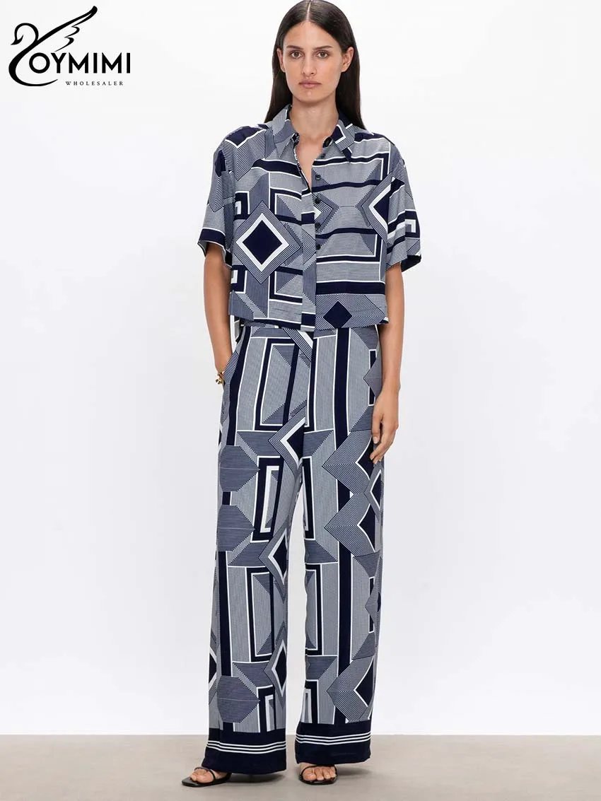 Oymimi Casual Blue Print Two Piece Set For Women Elegant Lapel Short Sleeve Button Shirts And Straight Trousers Sets Streetwear
Oymimi Casual Blue Print Two Piece Set For Women Elegant Lapel Short Sleeve Button Shirts And Straight Trousers Sets Streetwear
