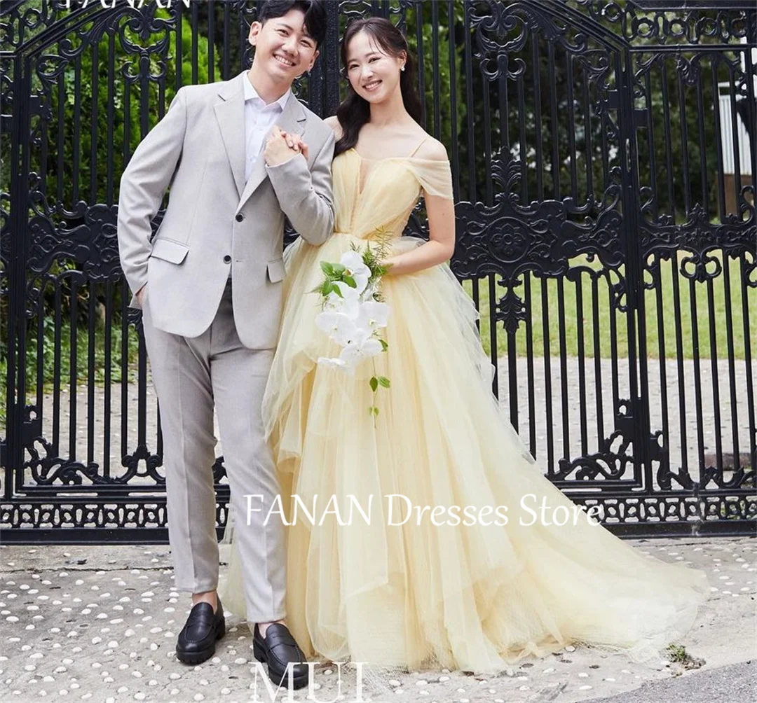 FANAN Off the Shoulder Evening Party Dresses Korea Yellow Sleeveless Tulle A-Line Wedding Women Formal Gowns Event Prom Gowns
FANAN Off the Shoulder Evening Party Dresses Korea Yellow Sleeveless Tulle A-Line Wedding Women Formal Gowns Event Prom Gowns
