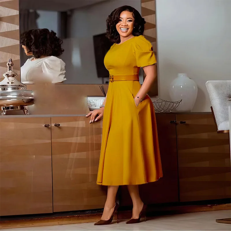 Fashionable and Elegant New Women's Round Neck Bubble Sleeves with Waist Wrap and Large hem Commuting Office Dress
Fashionable and Elegant New Women's Round Neck Bubble Sleeves with Waist Wrap and Large hem Commuting Office Dress