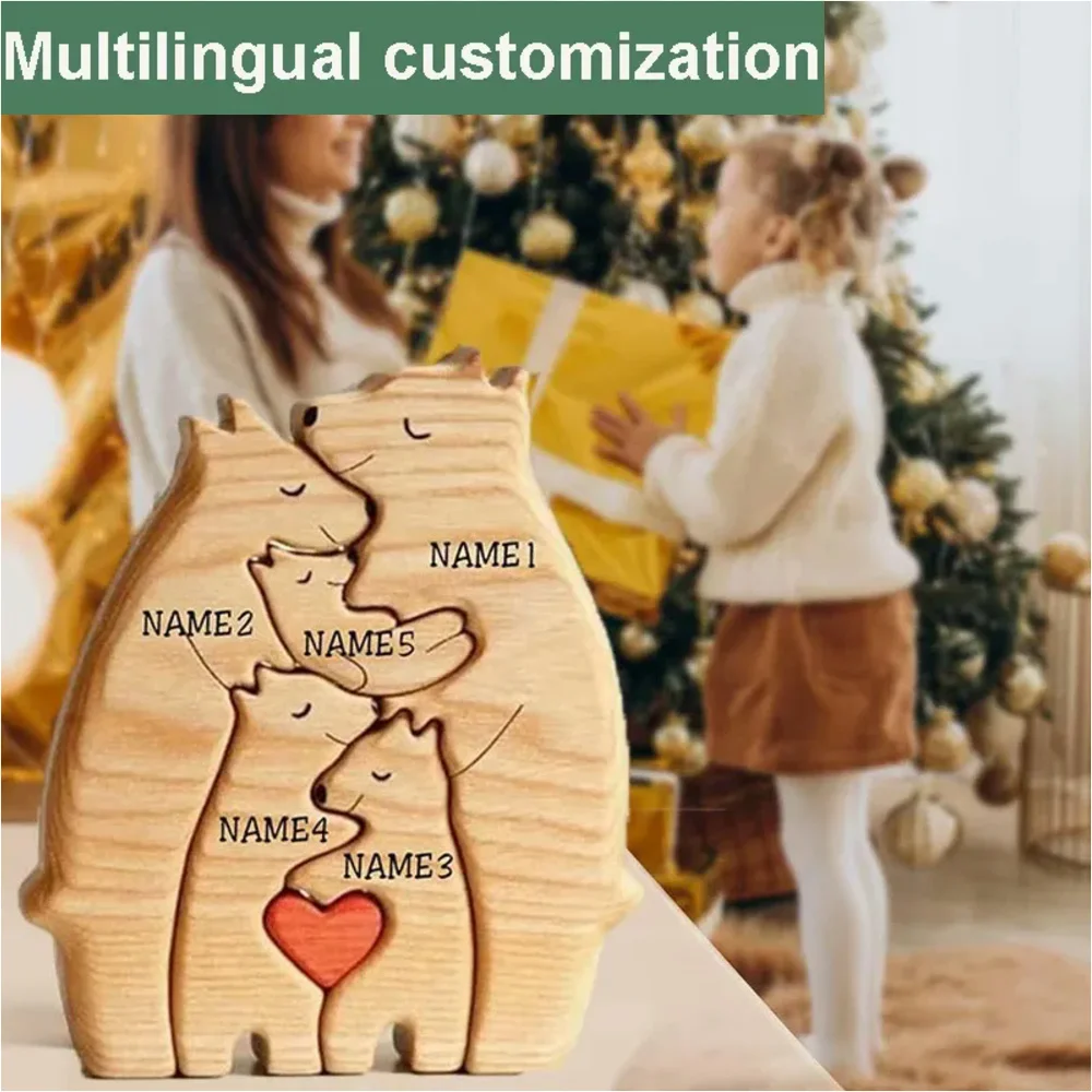Mother's Day gift DIY Bear Family Wooden Puzzle Easter Birthday Gift Free Engraving Custom Desktop Decor Hebrew customization
Mother's Day gift DIY Bear Family Wooden Puzzle Easter Birthday Gift Free Engraving Custom Desktop Decor Hebrew customization