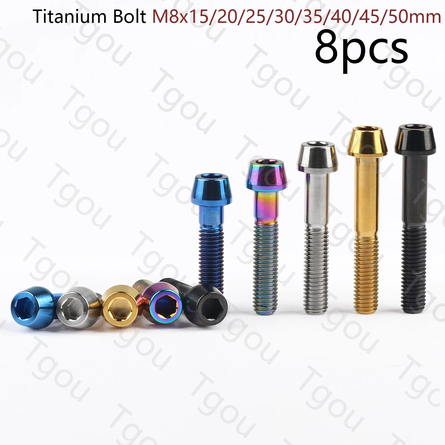 Tgou Titanium Bolt M8x15/20/25/30/35/40/45/50mm Hex Taper Head Screws for Bicycle Motorcycle Car Grade 5 8pcs
Tgou Titanium Bolt M8x15/20/25/30/35/40/45/50mm Hex Taper Head Screws for Bicycle Motorcycle Car Grade 5 8pcs