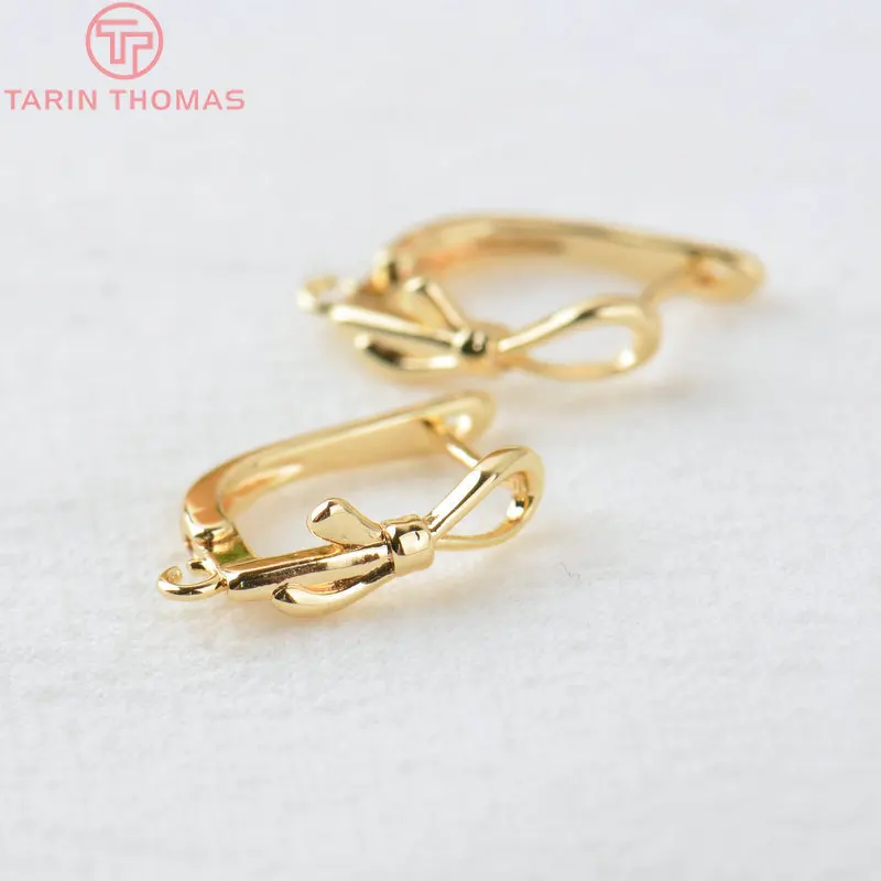

(2051)6PCS 12.5x16MM 24K Gold Color Brass Rectangle with Bow Earrings Hoop Earring Clip High Quality DIY Jewelry Making Findings