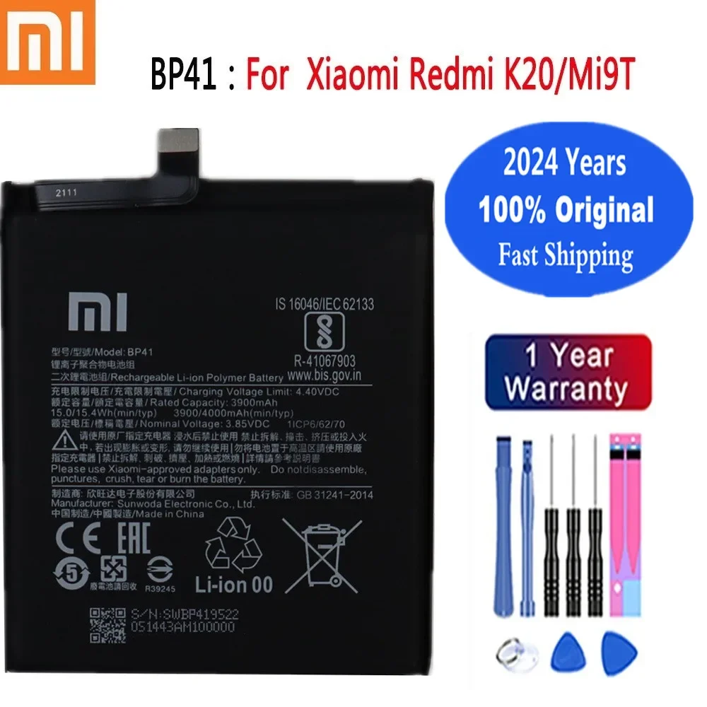 

2024 Years Xiao mi Original Battery BP41 For Xiaomi Mi9T Mi 9T / Redmi K20 4000mAh Phone Replacement Batteries Bateria + Tools