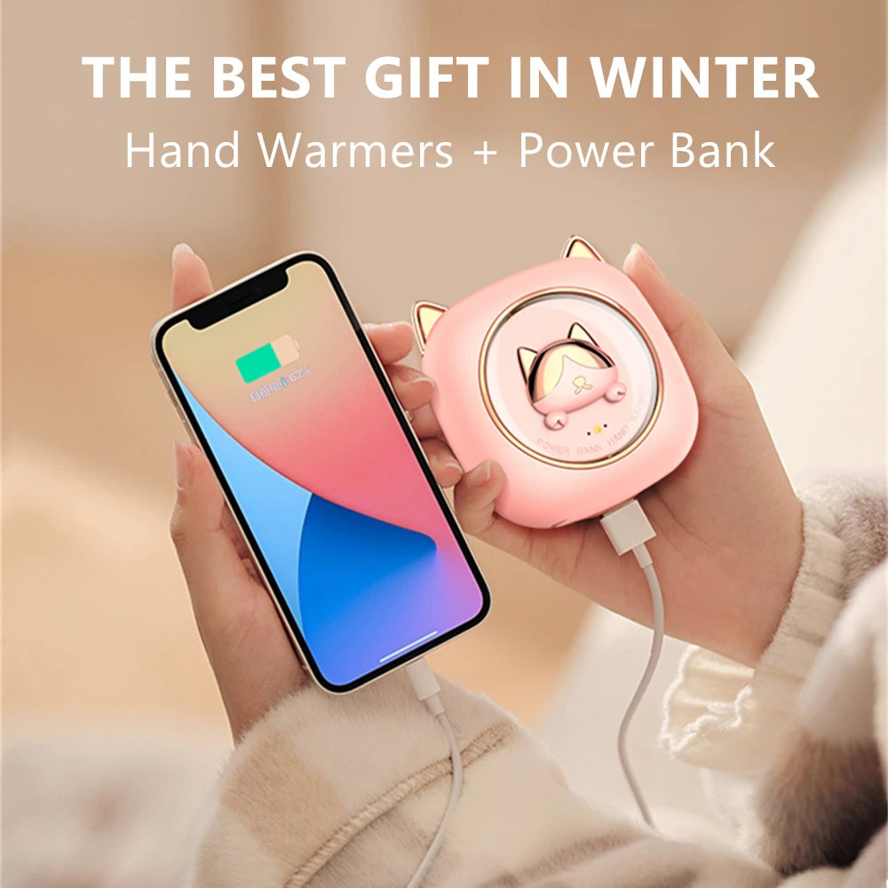 

Cute Cat Hand Warmer Winter Portable Hands Heater Quick Heating 3600mAh Mini Power Bank External Battery Charger Poverbank