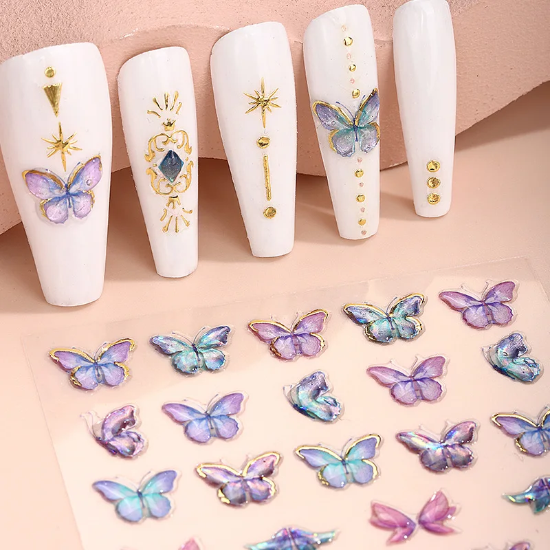 1pcs 5D Blue Purple Gradient Butterfly Adheisve Nail Art Stickers Decals Relief Cartoon Kawaii Manicure Decorations DIY Ornament
1pcs 5D Blue Purple Gradient Butterfly Adheisve Nail Art Stickers Decals Relief Cartoon Kawaii Manicure Decorations DIY Ornament