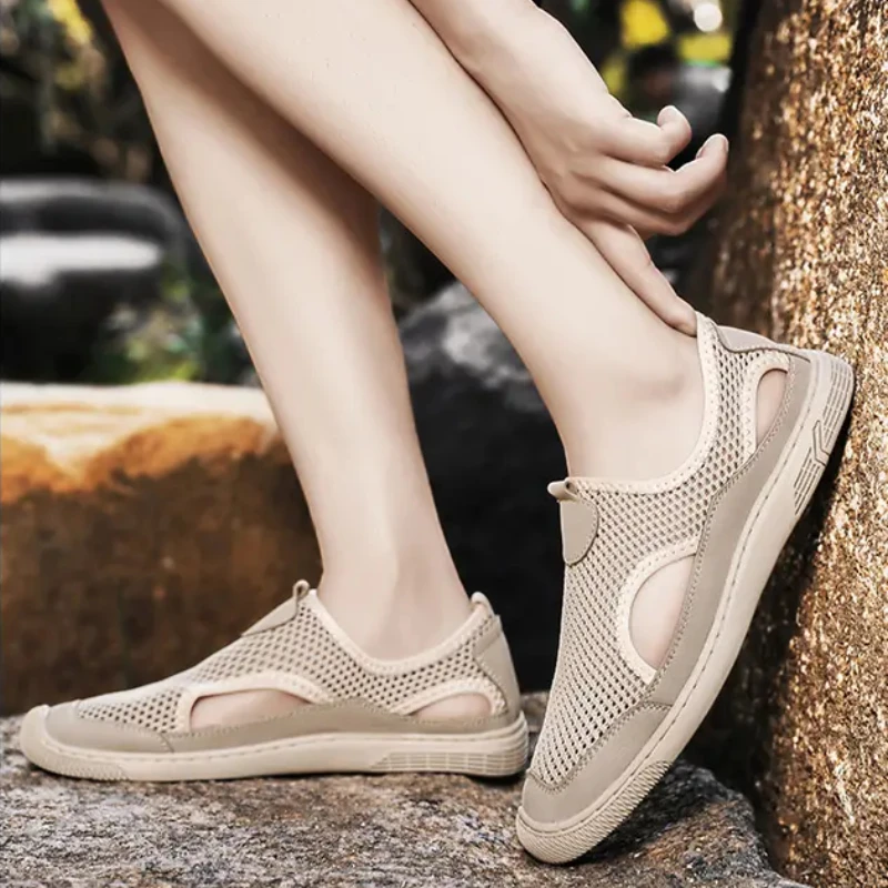 Мужские сетчатые туфли, дышащие кроссовки с закрытым носком, круглый носок, однотонные удобные нескользящие, лоферы без застежки для отдыха, большие размеры
Мужские сетчатые туфли, дышащие кроссовки с закрытым носком, круглый носок, однотонные удобные нескользящие, лоферы без застежки для отдыха, большие размеры