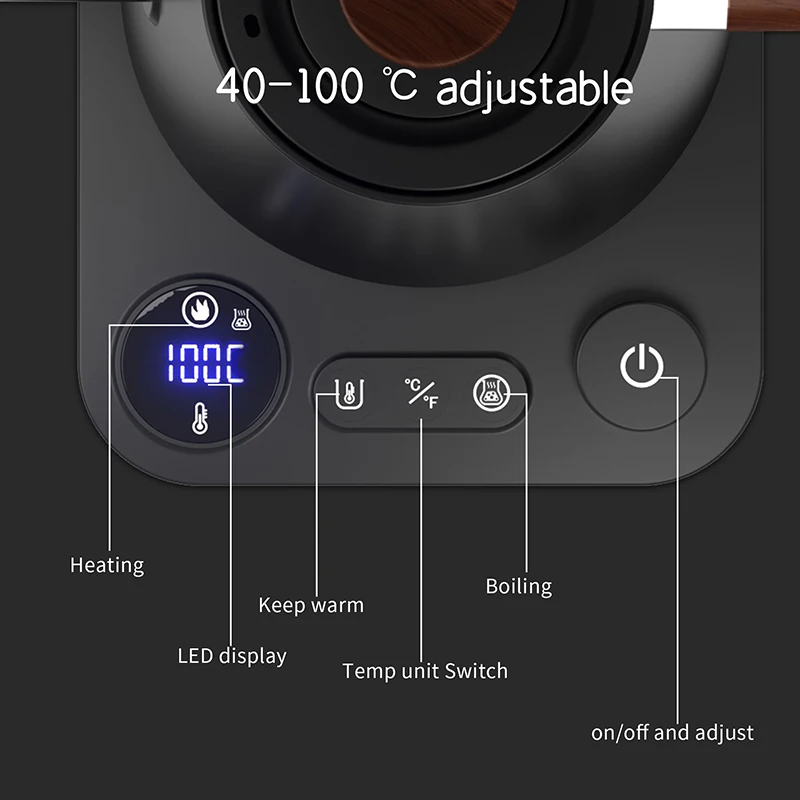 Bouilloire électrique à col de cygne, cafetière à la main, thermos, contrôle de la température, bouteille d'eau chauffante, théière intelligente, 110V, 220V 4