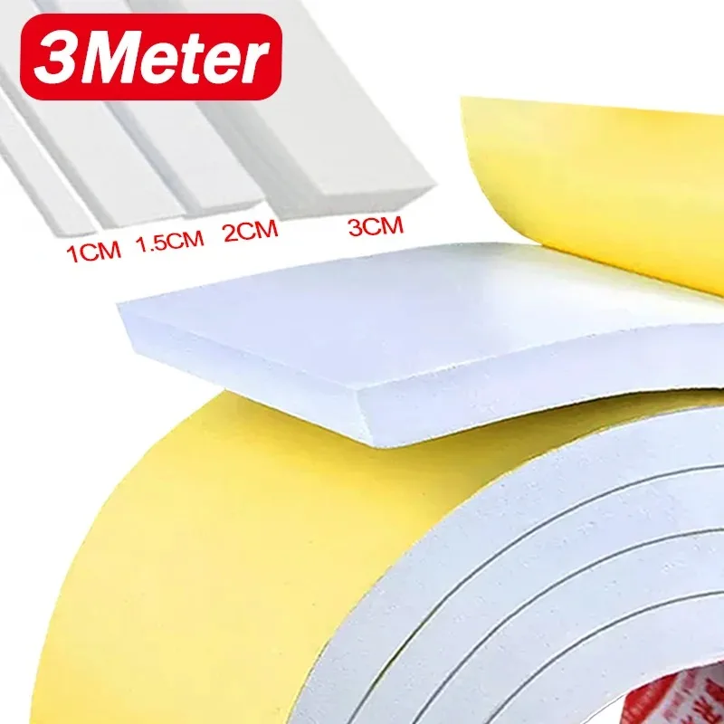 

3-1Meters Double Sided PE Sponge Self Adhesive Tapes Anti-Collision Mounting Sticky Sponge Tapes Waterproof Double-sided Tape