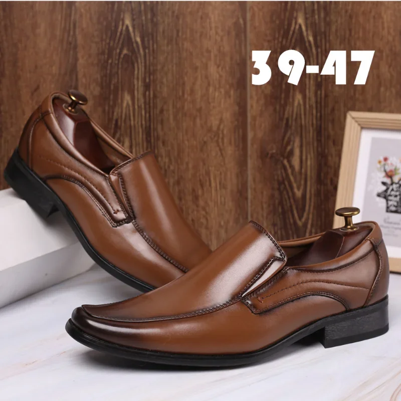 

Four Seasons of New loafers Men's Rubbing Colour Business Formal Japanese Leather Shoes Set Foot Square Toe Leather Shoes P144