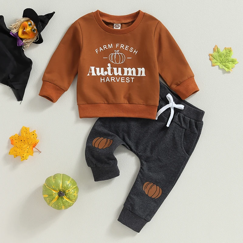 Winkinlin Baby Boy 2 Piece Outfits Halloween Pumpkin Letter Print Long Sleeve Sweatshirt and Elastic Pants for Toddler Fall
Winkinlin Baby Boy 2 Piece Outfits Halloween Pumpkin Letter Print Long Sleeve Sweatshirt and Elastic Pants for Toddler Fall