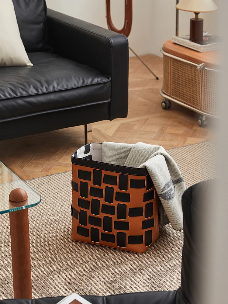 Retro light luxury storage basket, hand-woven Nordic household storage basket, saddle leather, cloakroom, dirty laundry basket
Retro light luxury storage basket, hand-woven Nordic household storage basket, saddle leather, cloakroom, dirty laundry basket