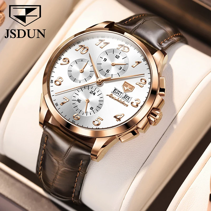 JSDUN Casual Fashion Men Mechanical Watch Luxury Brand Genuine Leather Strap Three Eyes Automatic Watch For Men Gift Reloj 8914
JSDUN Casual Fashion Men Mechanical Watch Luxury Brand Genuine Leather Strap Three Eyes Automatic Watch For Men Gift Reloj 8914