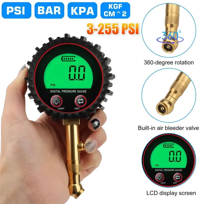 Датчик давления в шинах 3-255PSI, цифровой манометр с ЖК-дисплеем и подсветкой для автомобилей, грузовиков, велосипедов
Датчик давления в шинах 3-255PSI, цифровой манометр с ЖК-дисплеем и подсветкой для автомобилей, грузовиков, велосипедов