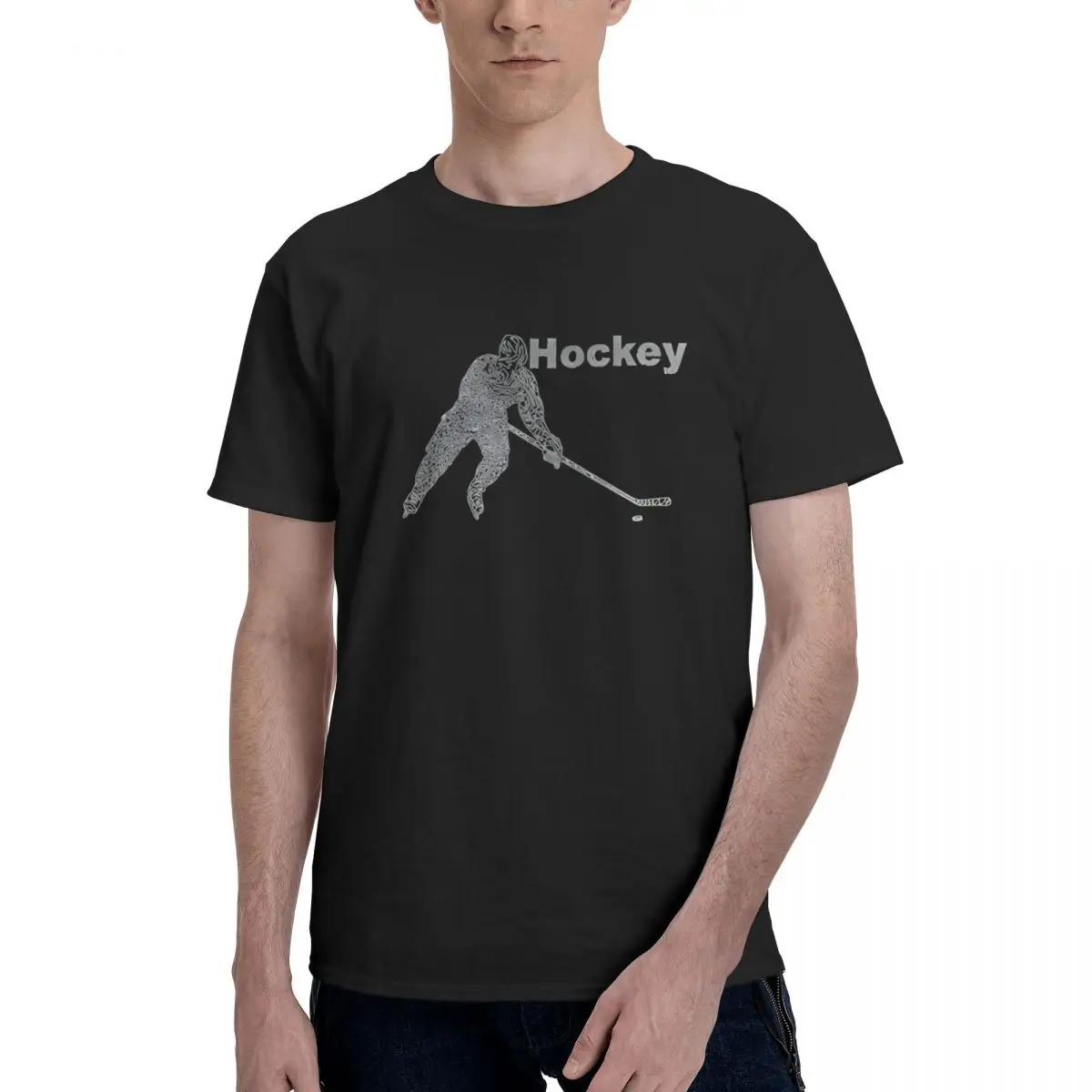 

Hockey Classic Vintage Tee Men's Basic Short Sleeve T-Shirt Essential Tops Free shipping