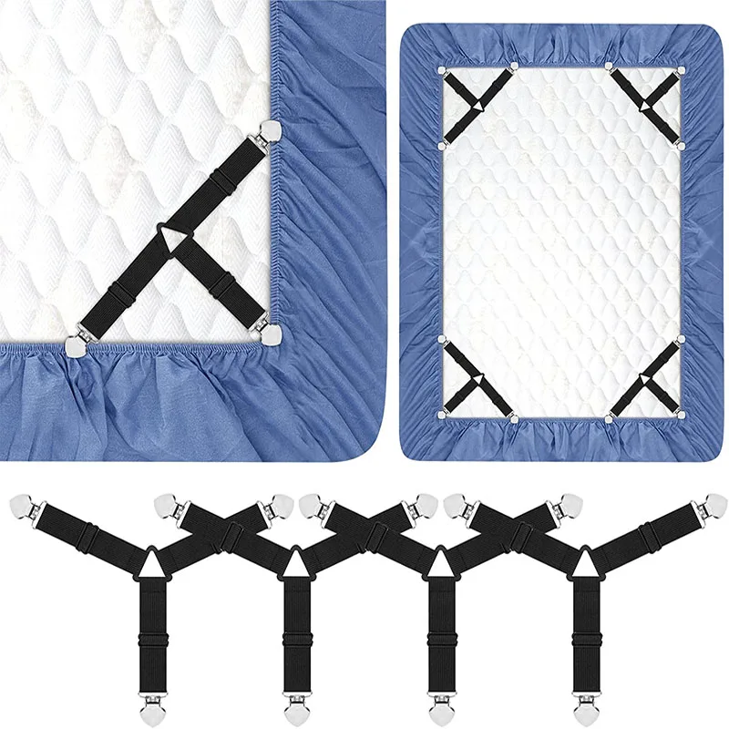

Bed Holder 4pcs/set Fastener Textiles Belt Bed Quilt Sheet Mattress Elastic Gadgets Blankets Organize Clips Sheet Grippers Cover