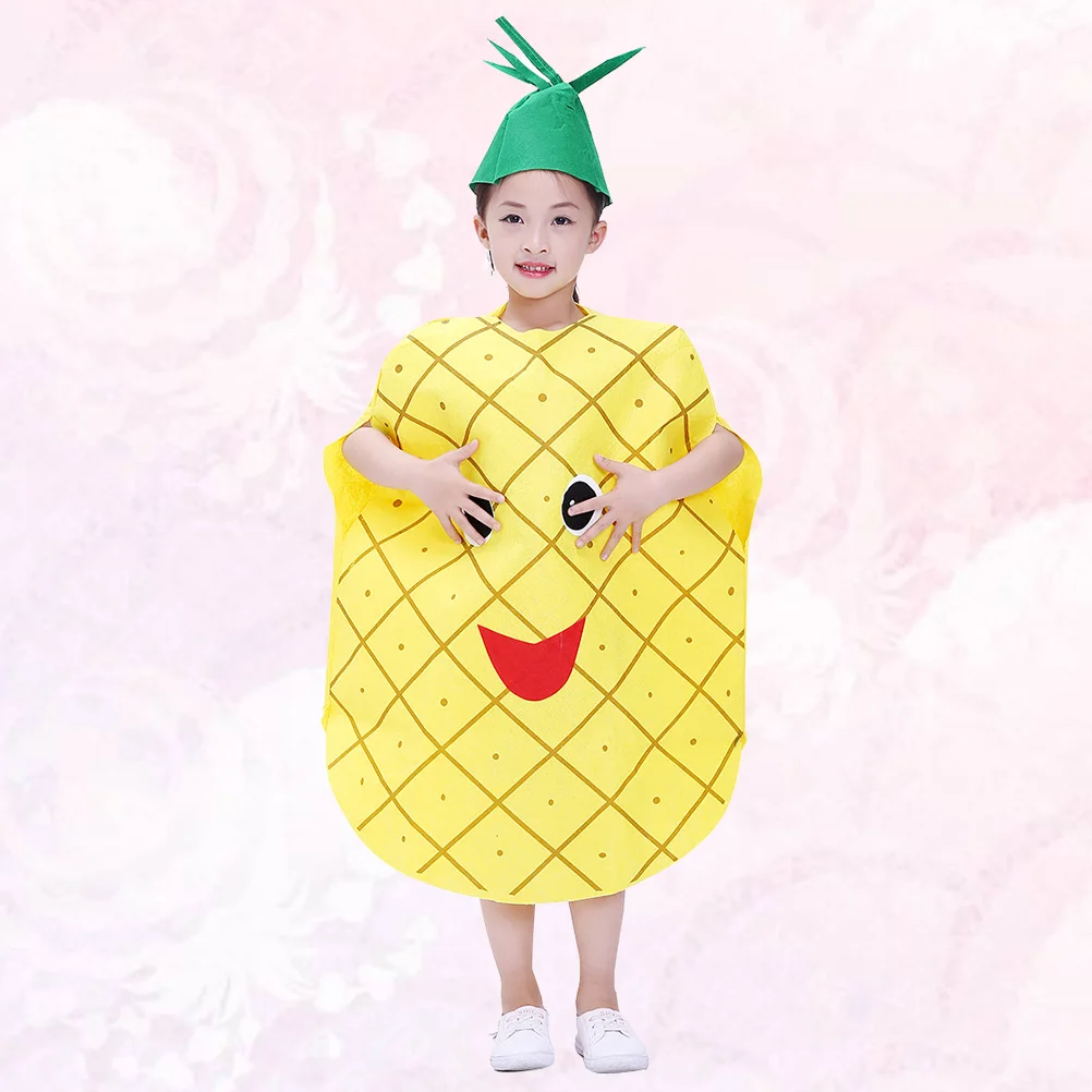 

1Pc Kids Fruit Vegetable Design Costume Halloween Pineapple Outfit Kiwi Pineapple Costume Creative Funny Fruit Cosplay