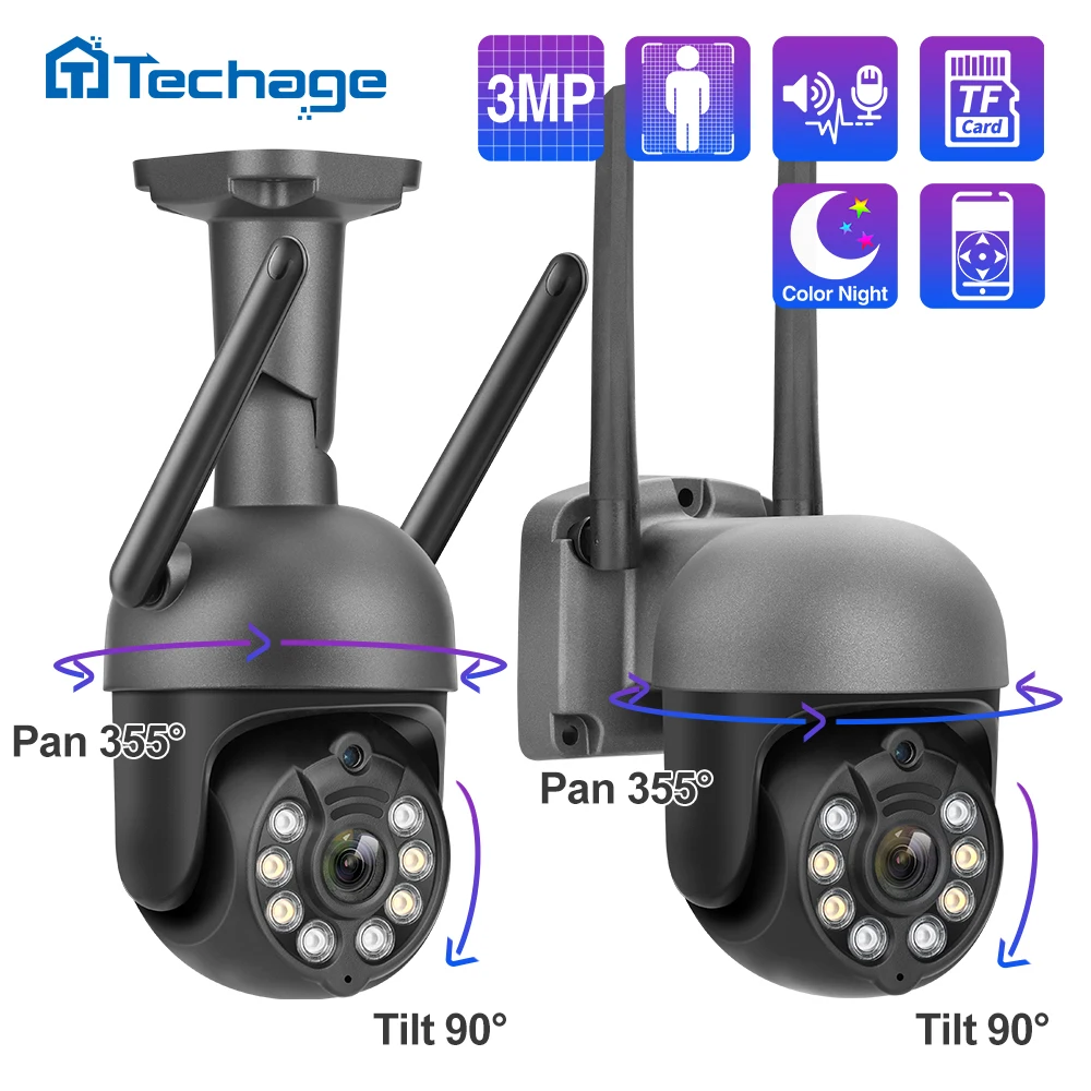 Фото IP-камера Techage Беспроводная с поддержкой Wi-Fi 3 Мп 1080P | Безопасность и защита