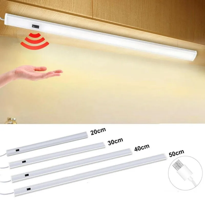 

20/30/40/50cm LED Under Cabinet Light PIR Motion Sensor Closet Night Light For Bedroom Kitchen USB Wardrobe Lamp Indoor Lighting
