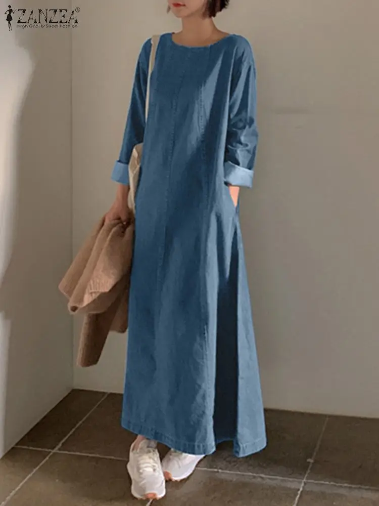 ZANZEA Woman Fashion Work OL Denim Dress Long Sleeve O-Neck Solid Dresses Casual Loose Sundress Autumn Elegant Party Vestidos
ZANZEA Woman Fashion Work OL Denim Dress Long Sleeve O-Neck Solid Dresses Casual Loose Sundress Autumn Elegant Party Vestidos