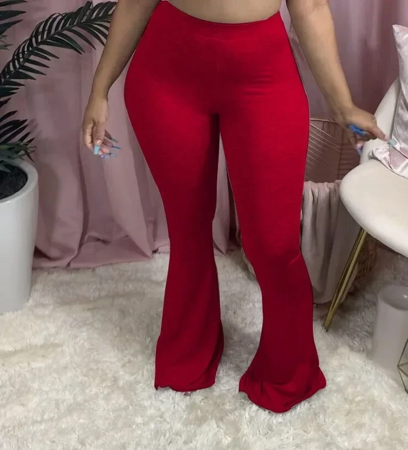 

Women High Waist Plus Size Solid Casual Elastic Wide Leg Flare Pants 2024 Female Leggings Trousers Draped Jogger Pant Sweatpants