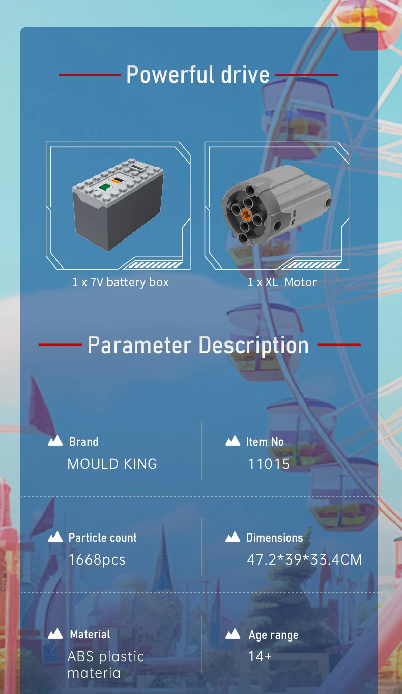 MOULD KING 11015 Amusement Equipment Building Blocks Toy The Top Spin Ride Assembly Bricks Set for Children MOULD KING 11015 Amusement Equipment Building Blocks Toy The Top Spin Ride Assembly Bricks Set for Children