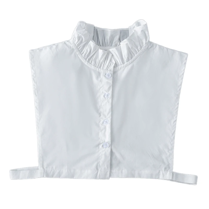 

Womens Fake Collar Detachable Collar White Blouse Half Shirts Elegant Ruffled Turtleneck French Style Stand-Up Collar
