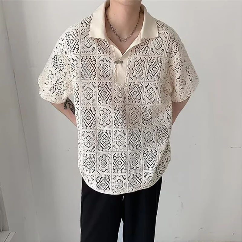 Vintage Button Lapel Men Shirts Fashion Hollow Out Jacquard Loose Shirt Tops 2023 Spring Summer Casual Clothes Mens Streetwear
Vintage Button Lapel Men Shirts Fashion Hollow Out Jacquard Loose Shirt Tops 2023 Spring Summer Casual Clothes Mens Streetwear